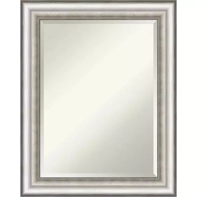 23" x 29" Salon Framed Wall Mirror Silver - Amanti Art: Modern Rectangle, Beveled, No Assembly Required