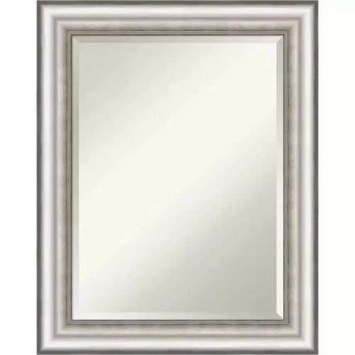 23" x 29" Salon Framed Wall Mirror Silver - Amanti Art: Modern Rectangle, Beveled, No Assembly Required