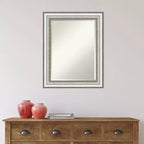 Specchio da Parete Rettangolare con Bordo Smussato con Cornice 23" x 29" – Argento