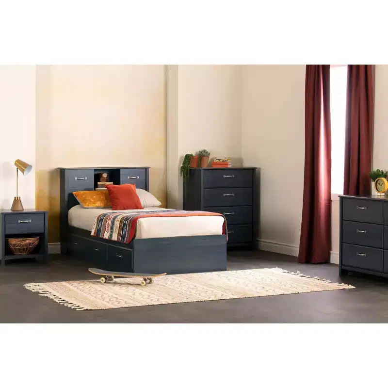 Letto a piattaforma singolo per bambini con 3 cassetti contenitore