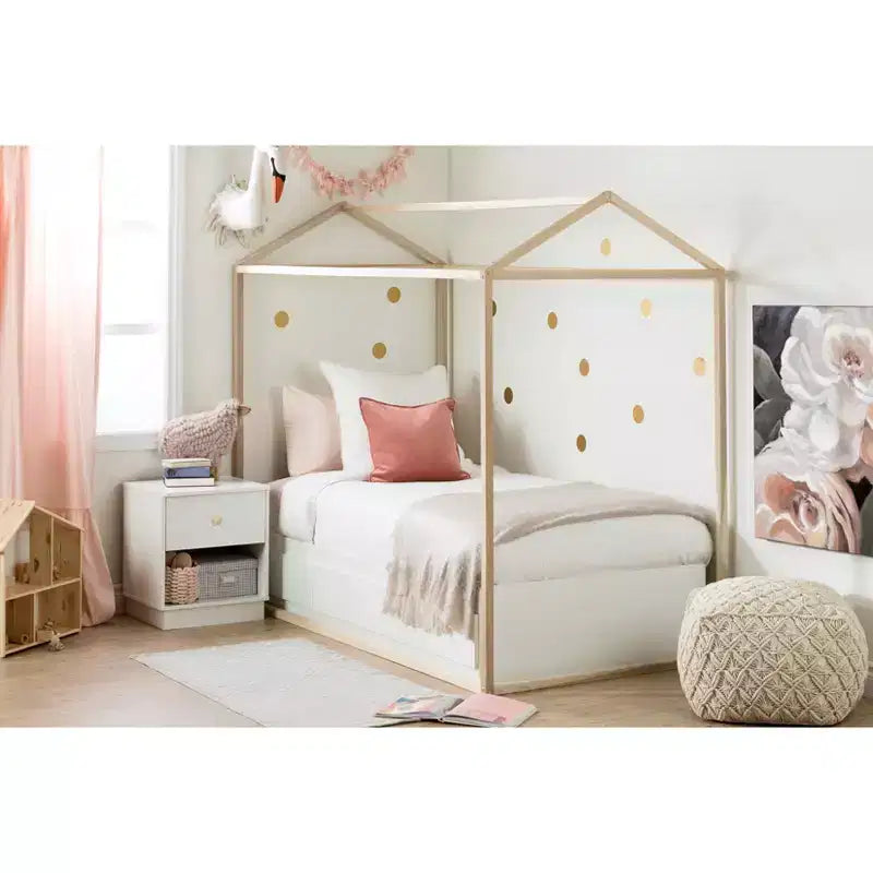 Struttura letto per bambini a forma di casetta - Legno di pioppo naturale