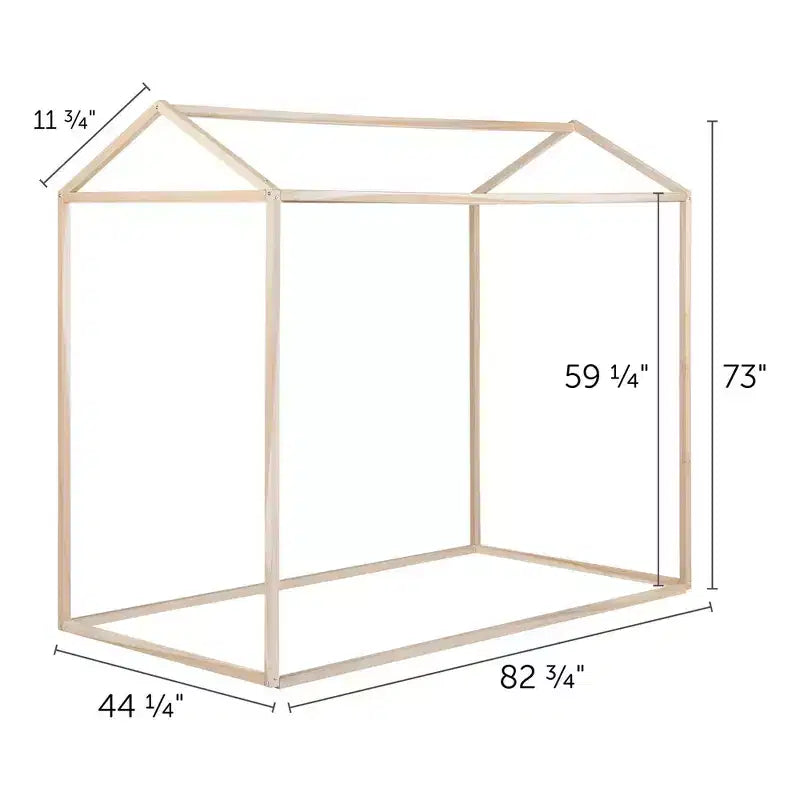 Struttura letto per bambini a forma di casetta - Legno di pioppo naturale