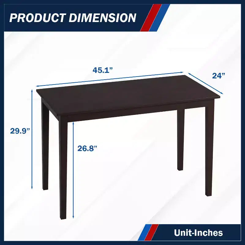 Tavolo da pranzo rettangolare per piccoli spazi, 4 posti, marrone