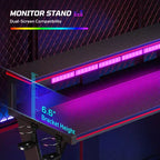 Scrivania da Gaming a L con Supporto Monitor, Presa di Corrente, Luce LED, Portabicchieri e Supporto Controller – 41.6'' / 57''