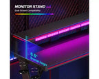 Scrivania da Gaming a L con Supporto Monitor, Presa di Corrente, Luce LED, Portabicchieri e Supporto Controller – 41.6'' / 57''