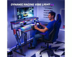 Scrivania da Gaming a L con Supporto Monitor, Presa di Corrente, Luce LED, Portabicchieri e Supporto Controller – 41.6'' / 57''