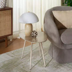 Tavolino d'appoggio Beige in Ceramica con Gambe a Forcina