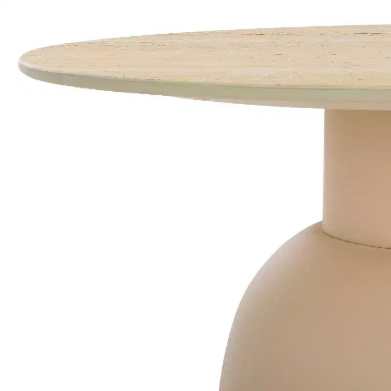 Tavolino d'appoggio rotondo con piano in ceramica