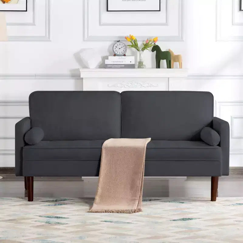 MAYEERTY 65 Modern Loveseat with Removable Back Cushions & 2 Bolster Pillows