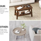Tavolino da caffè a 2 ripiani da 80 cm con ripiano inferiore per riporre gli oggetti