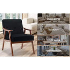 Poltrona Accent Wingback Mid-Century con Struttura in Legno Massello e Schienale Spesso