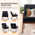 Poltrona Accent Wingback Mid-Century con Struttura in Legno Massello e Schienale Spesso