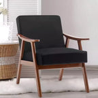 Poltrona Accent Wingback Mid-Century con Struttura in Legno Massello e Schienale Spesso