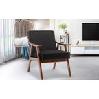 Poltrona Accent Wingback Mid-Century con Struttura in Legno Massello e Schienale Spesso