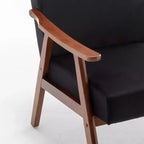 Poltrona Accent Wingback Mid-Century con Struttura in Legno Massello e Schienale Spesso