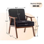 Poltrona Accent Wingback Mid-Century con Struttura in Legno Massello e Schienale Spesso