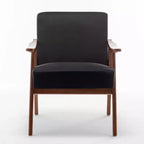 Poltrona Accent Wingback Mid-Century con Struttura in Legno Massello e Schienale Spesso
