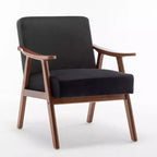 Poltrona Accent Wingback Mid-Century con Struttura in Legno Massello e Schienale Spesso