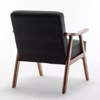 Poltrona Accent Wingback Mid-Century con Struttura in Legno Massello e Schienale Spesso