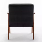 Poltrona Accent Wingback Mid-Century con Struttura in Legno Massello e Schienale Spesso