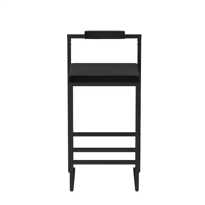 Set di 2 Sgabelli da Bar Moderni Rivestiti in Velluto con Poggiapiedi, Altezza Bancone, Neri