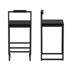Set di 2 Sgabelli da Bar Moderni Rivestiti in Velluto con Poggiapiedi, Altezza Bancone, Neri