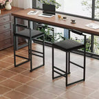 Set di 2 Sgabelli da Bar Moderni Rivestiti in Velluto con Poggiapiedi, Altezza Bancone, Neri
