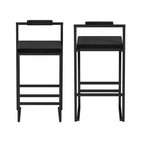 Set di 2 Sgabelli da Bar Moderni Rivestiti in Velluto con Poggiapiedi, Altezza Bancone, Neri