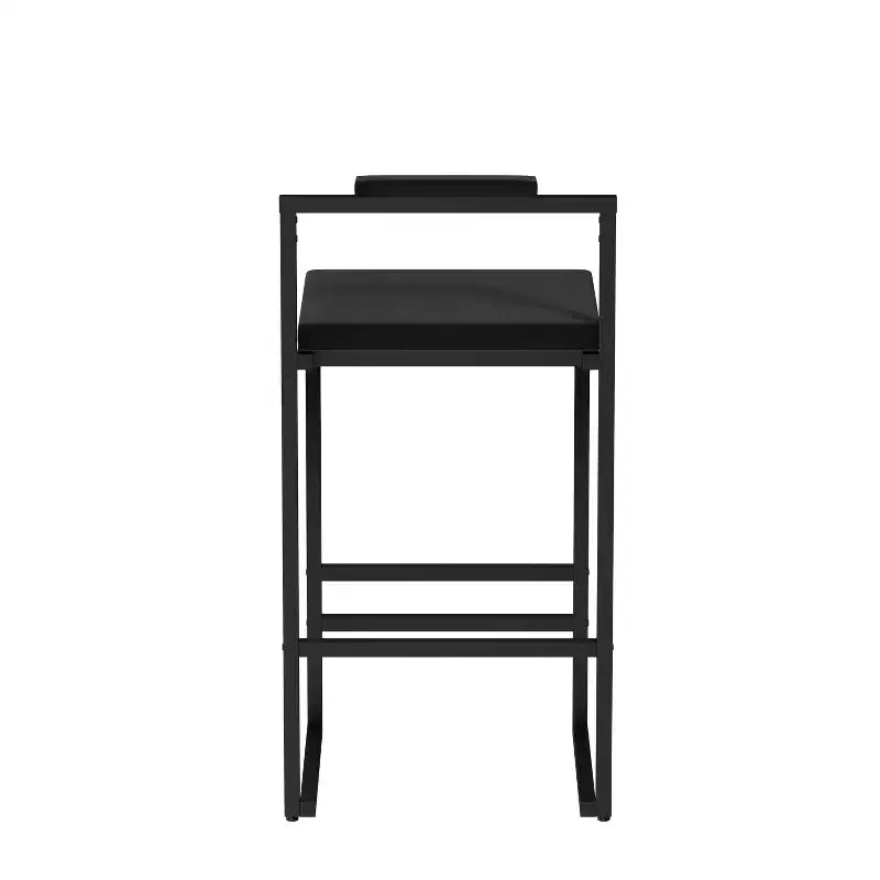 Set di 2 Sgabelli da Bar Moderni Rivestiti in Velluto con Poggiapiedi, Altezza Bancone, Neri