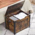 Panca contenitore in legno con coperchio sollevabile – Organizzatore per ingresso e soggiorno, Marrone rustico
