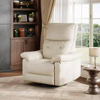 Poltrona Reclinabile Elettrica Girevole, con Funzione Gliding e Basculante – in Pelle PU, Porte USB, Beige