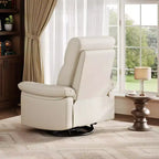 Poltrona Reclinabile Elettrica Girevole, con Funzione Gliding e Basculante – in Pelle PU, Porte USB, Beige