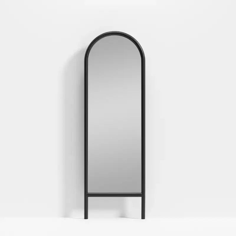 Specchio da parete con cornice in legno massello ad arco a scala, 21 in. L x 64 in. A