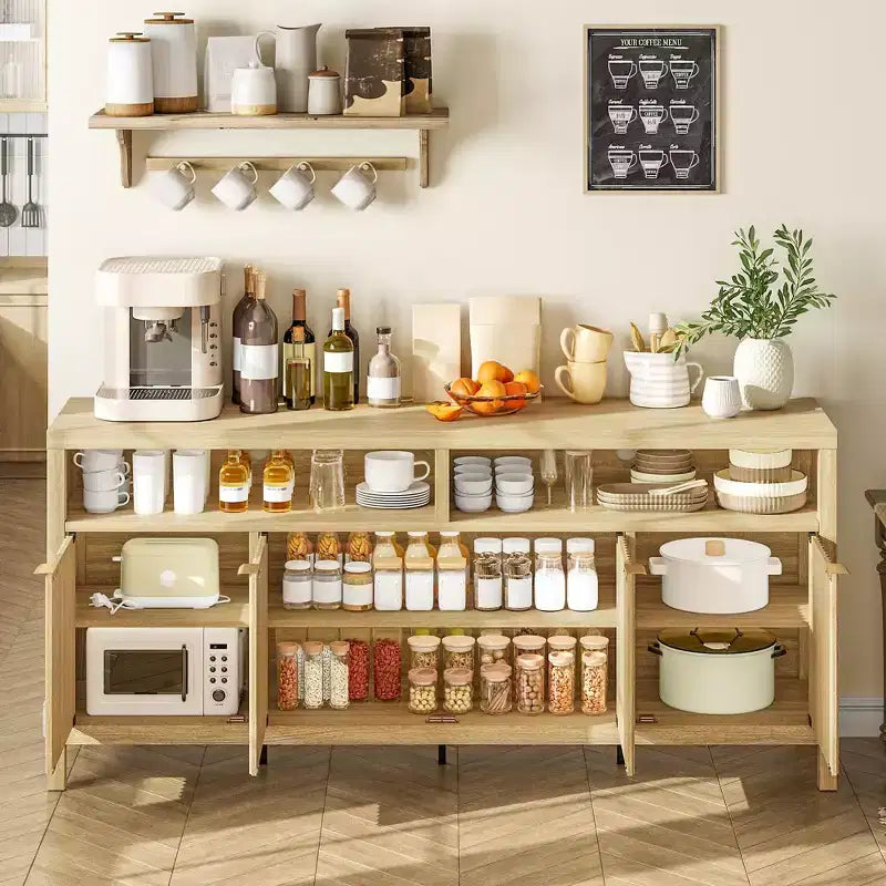 Credenza a buffet scanalata da 65,8" con 4 ante