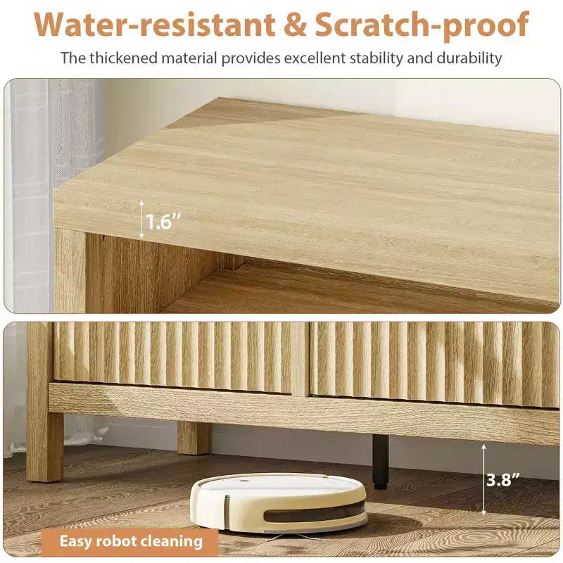Credenza a buffet scanalata da 65,8" con 4 ante