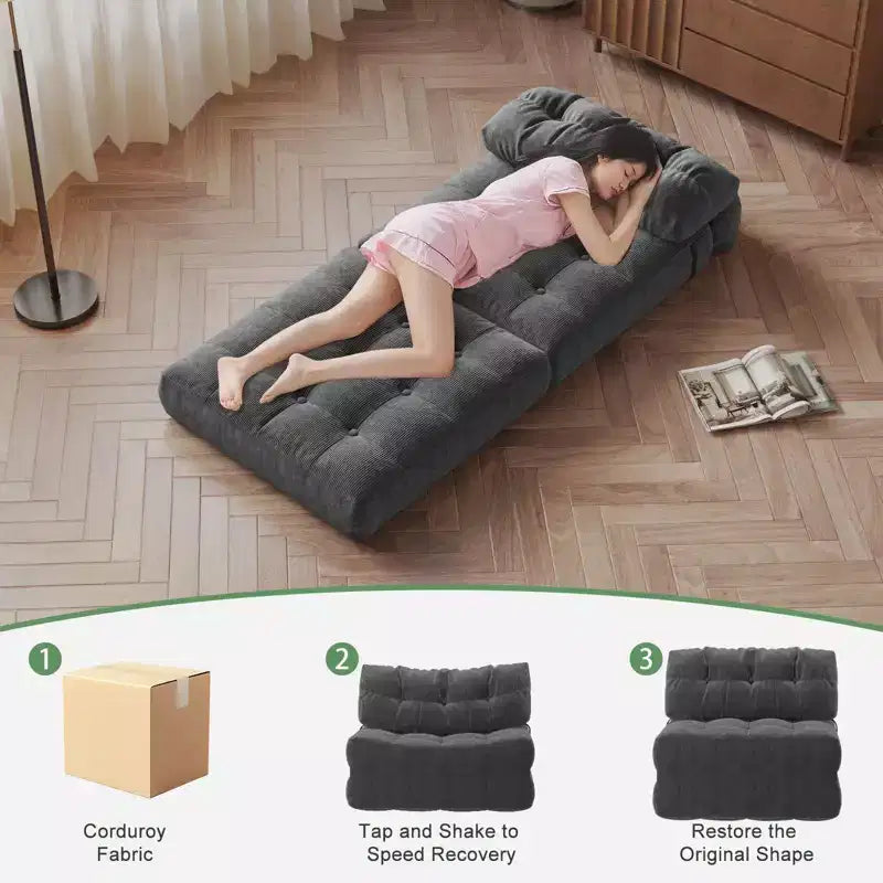 Divano Letto Pieghevole con Poggiatesta e Cuscino Lombare, Poltrona Letto Convertibile per Soggiorno