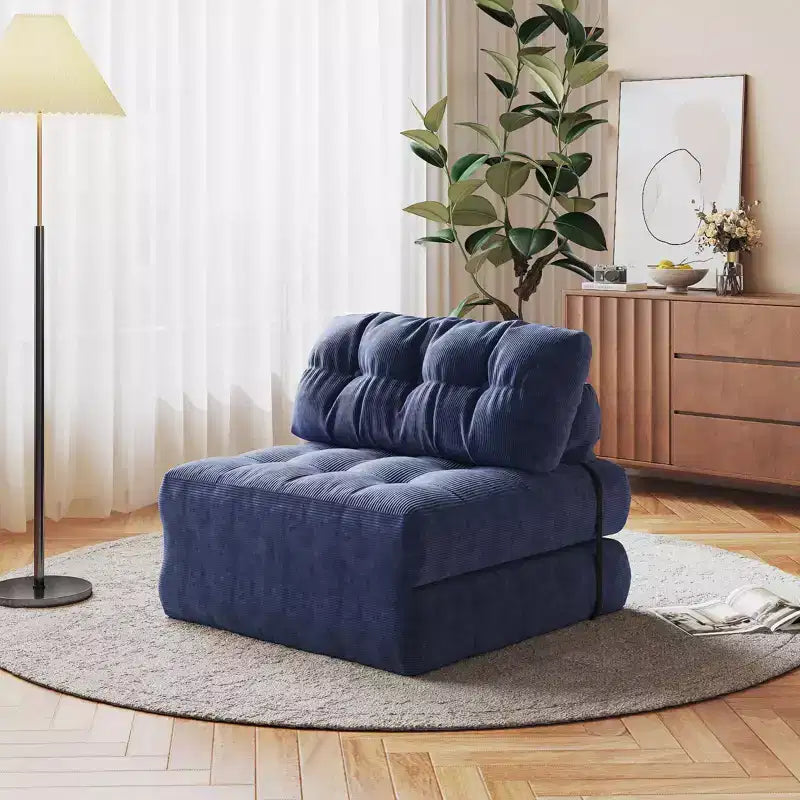 Divano Letto Pieghevole con Poggiatesta e Cuscino Lombare, Poltrona Letto Convertibile per Soggiorno
