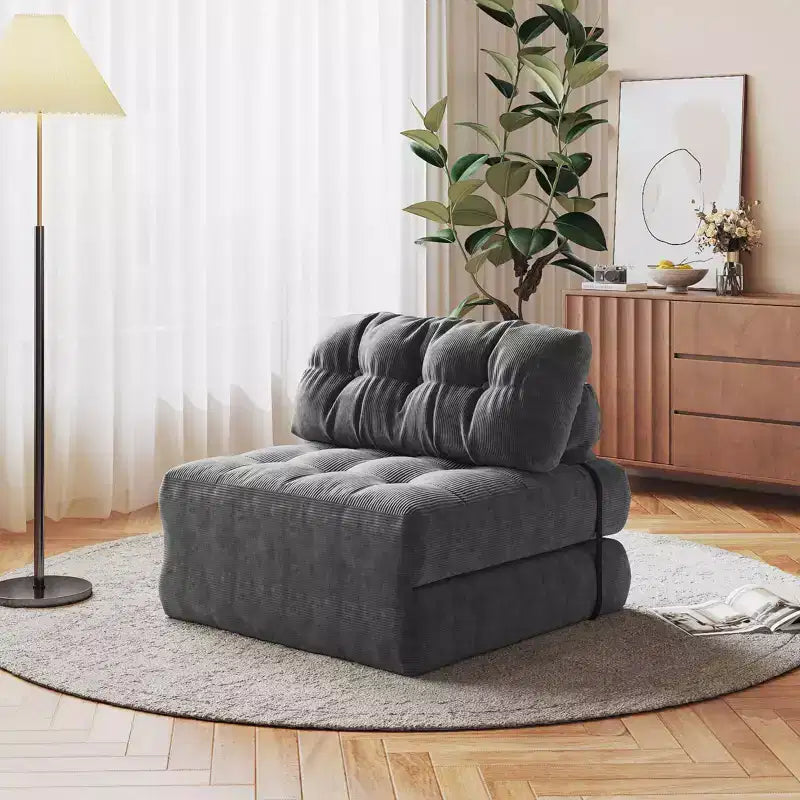 Divano Letto Pieghevole con Poggiatesta e Cuscino Lombare, Poltrona Letto Convertibile per Soggiorno