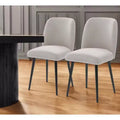 Set di due sedie da pranzo laterali imbottite in tessuto beige e nero