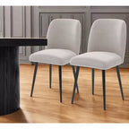 Set di due sedie da pranzo laterali imbottite in tessuto beige e nero