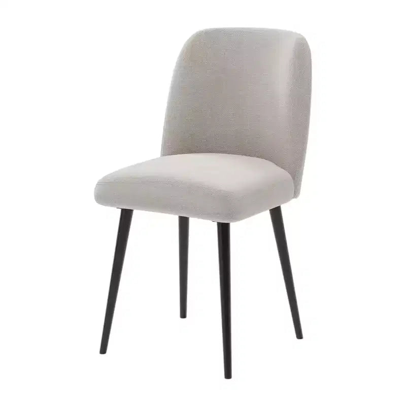 Set di due sedie da pranzo laterali imbottite in tessuto beige e nero