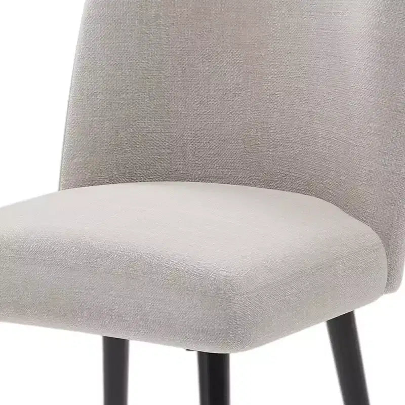 Set di due sedie da pranzo laterali imbottite in tessuto beige e nero