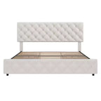 Struttura letto King Size con piattaforma, testiera regolabile e 4 cassetti contenitore