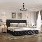 Struttura letto King Size con piattaforma, testiera regolabile e 4 cassetti contenitore