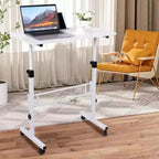 Scrivania Mobile Regolabile in Altezza con Ruote – da 79 a 109 cm, Piano d'Appoggio 81 x 41 cm