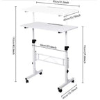 Scrivania Mobile Regolabile in Altezza con Ruote – da 79 a 109 cm, Piano d'Appoggio 81 x 41 cm