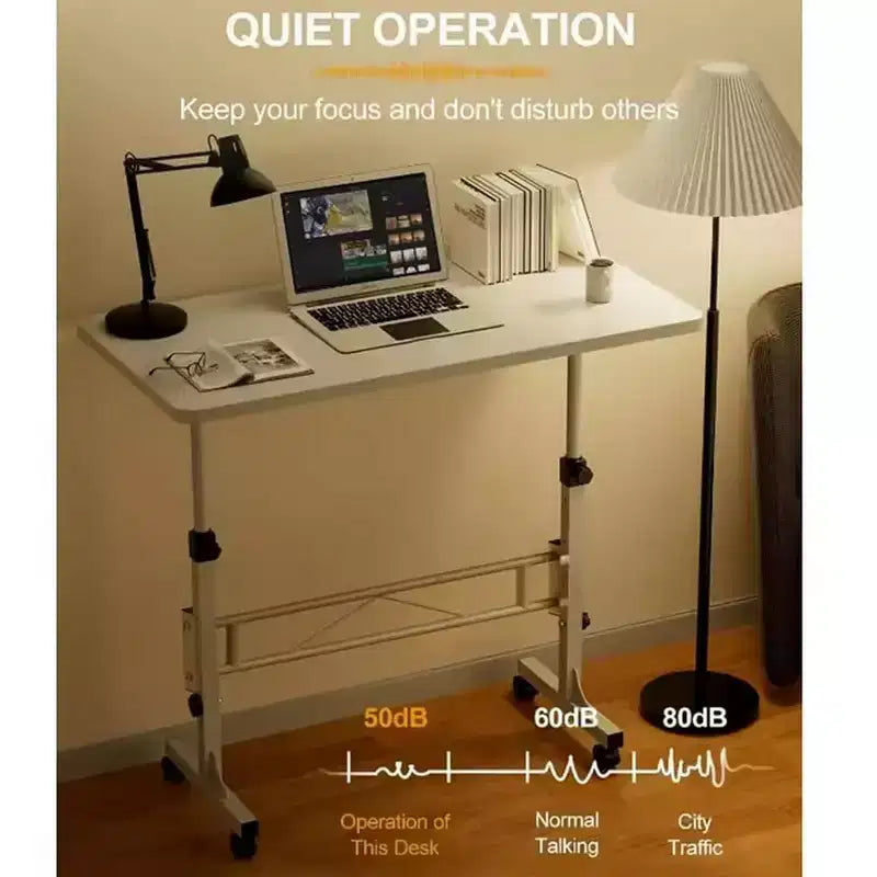 Scrivania Mobile Regolabile in Altezza con Ruote – da 79 a 109 cm, Piano d'Appoggio 81 x 41 cm