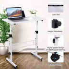 Scrivania Mobile Regolabile in Altezza con Ruote – da 79 a 109 cm, Piano d'Appoggio 81 x 41 cm