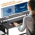 Scrivania a L da 193 cm con cassetto portadocumenti, presa di corrente e ripiano per monitor (grigio)