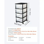 Carrello Portatutto a 4 Cassetti in Plastica con Ruote